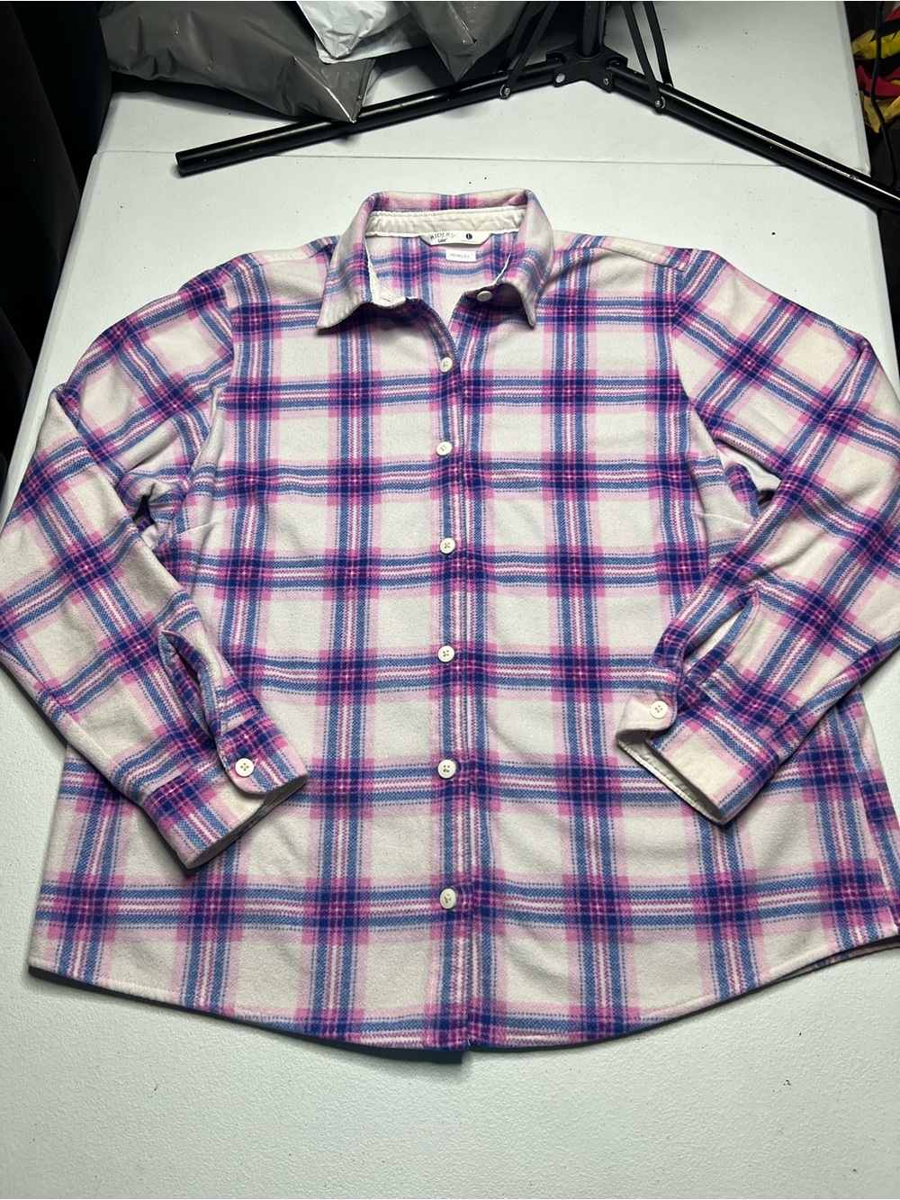 Women's Riders by Lee Pink and Purple Plaid Button-Down Shirt